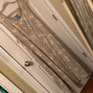 Jane Ashley tropical khaki w/orchids sleeveless scoop neck maxi dress size 3x